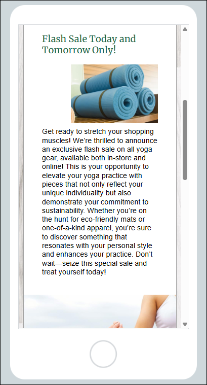 Preview of Email on Mobile Device with logo not spanning full width