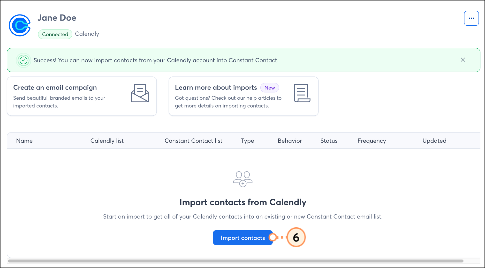 Blue Import contacts button
