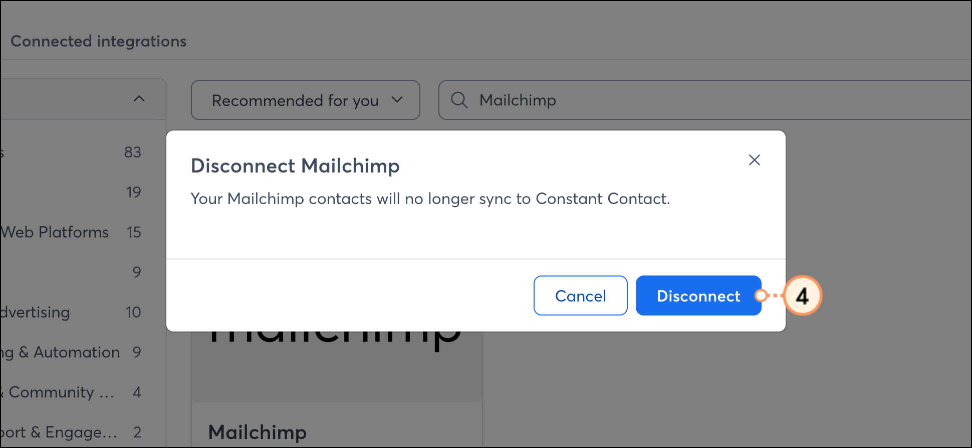 Blue Disconnect button