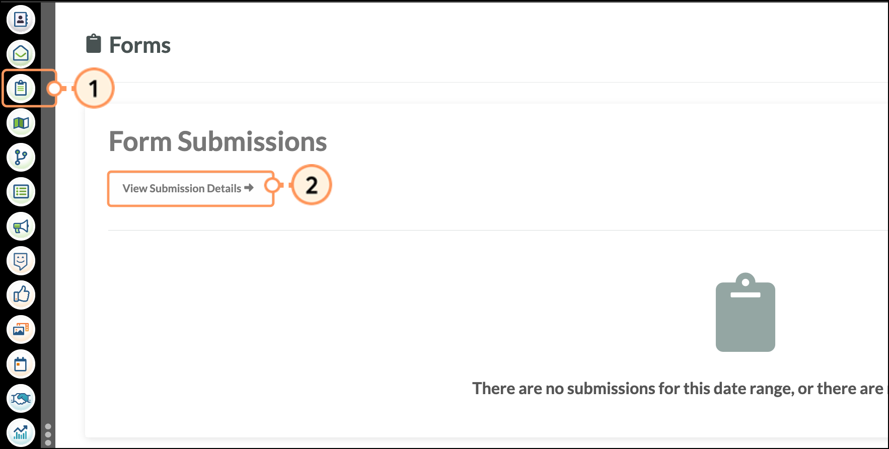 Form navigation menu icon and View Submission Details