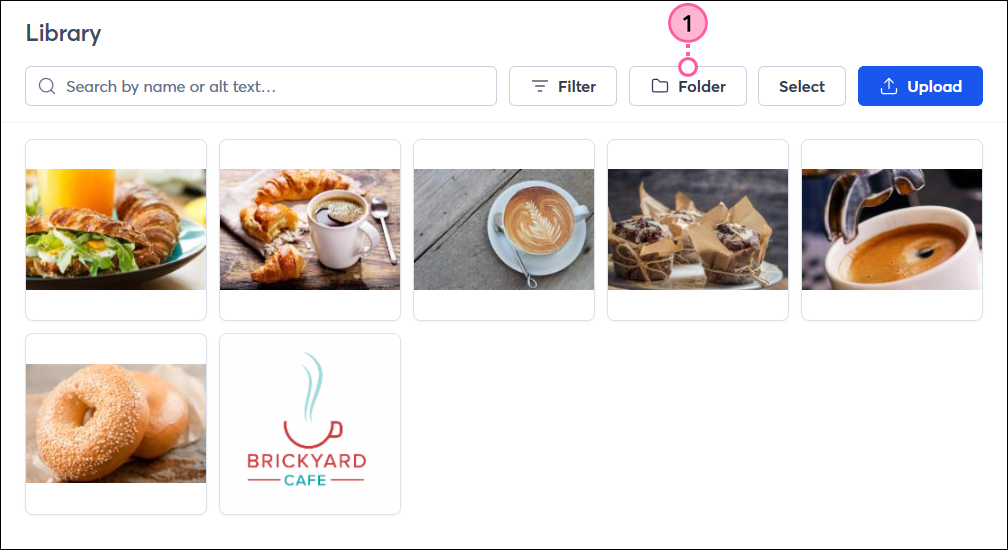 Library with Folder button