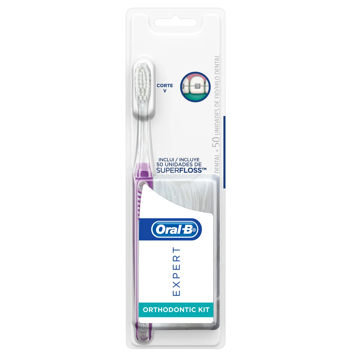 Cepillo de Dientes Oral-B Expert Ortodoncia + SuperFloss, 1 Kit