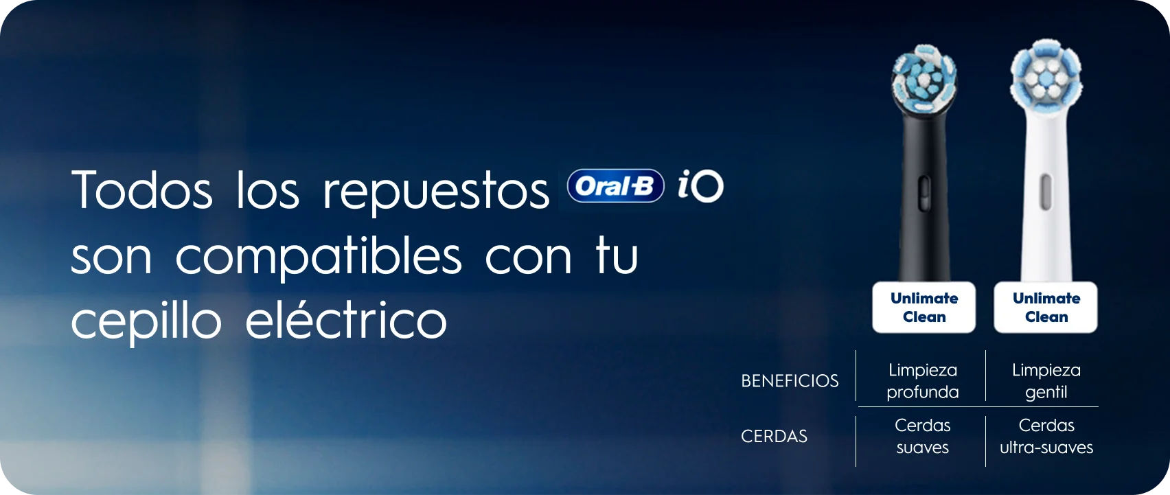 Todos los repuestos OralB iO son compatibles con tu cepillo eléctrico
