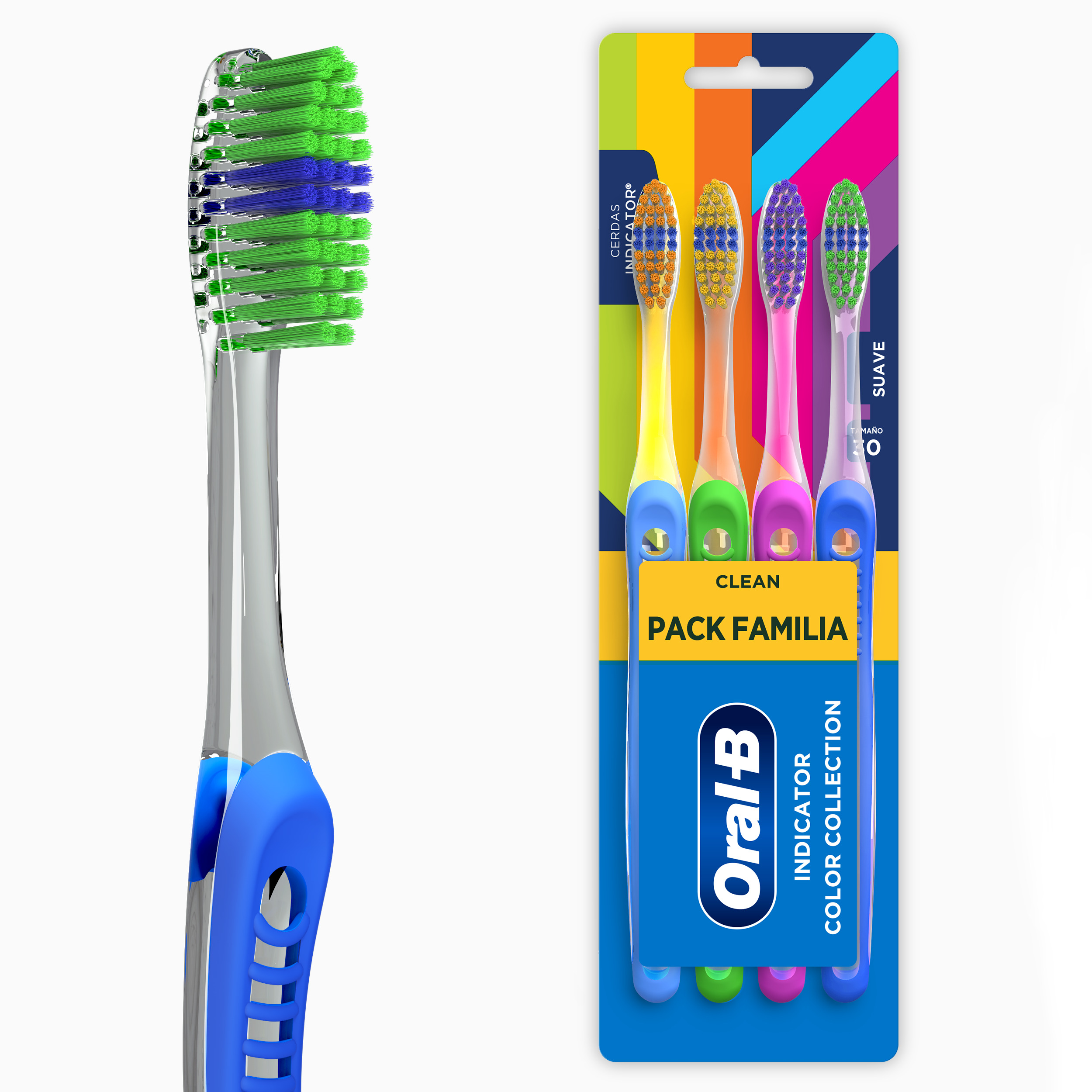 Monarquía melocotón Nueva Zelanda Cepillo De Dientes Oral-B Indicator Colors Pack Familiar | Oral-B MX