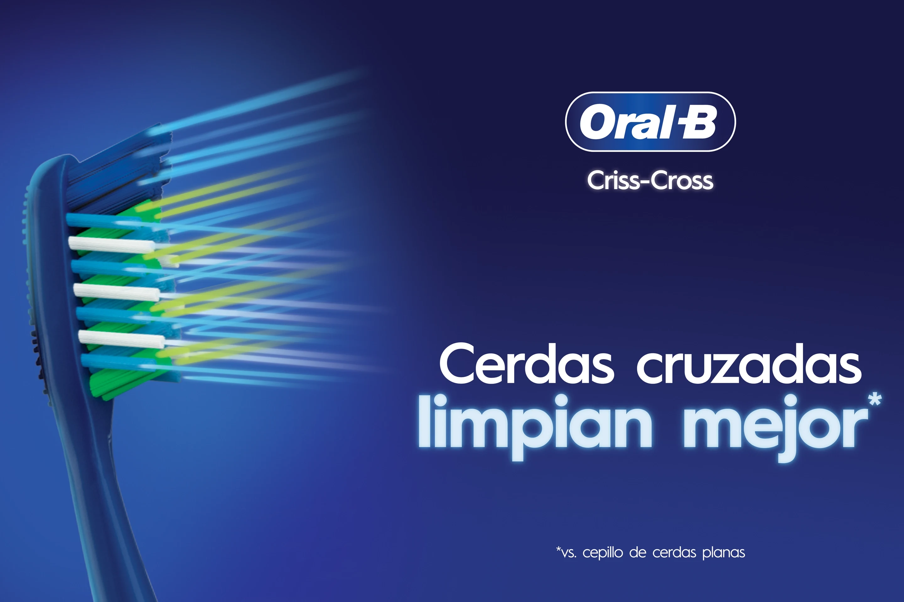 Oral-B Criss Cross Cerdas Cruzadas limpian mejor (vs. Cepillo de cerdas planas)