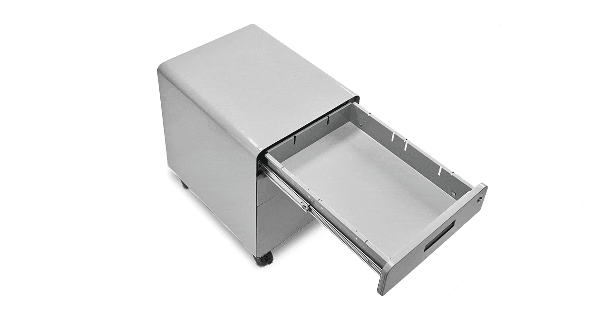 An accessory tray and drawer dividers on an UPLIFT 3-Drawer Filing Cabinet