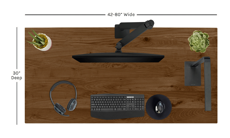 Custom walnut solid wood desktop with and without grommets