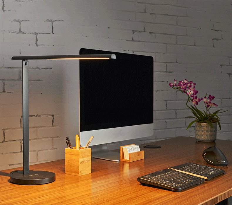 The E3 LED Desk Lamp's different hues of light