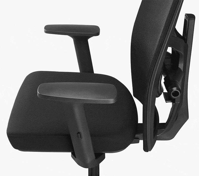 A GIF showing the three-sway adjustable arms of a Facet Ergonomic Chair