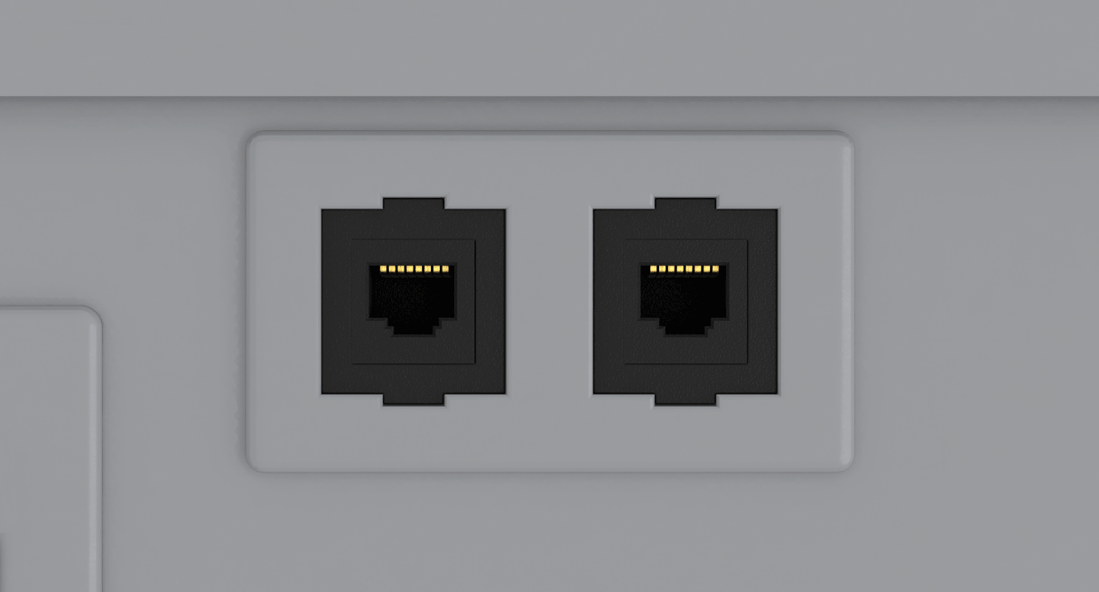 Animation showing power and data rail panel with and without data ports