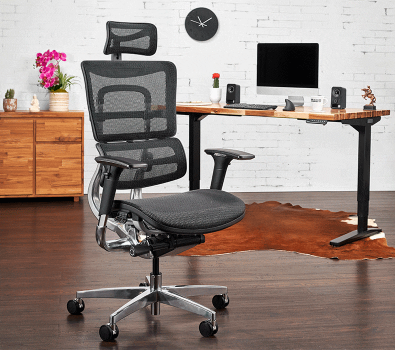 An Intuition Ergonomic Chair with an UPLIFT Standing Desk in an office
