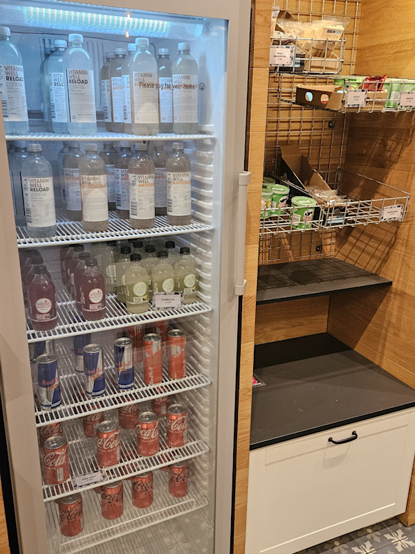 Some snacks and drinks you can buy at the cowork