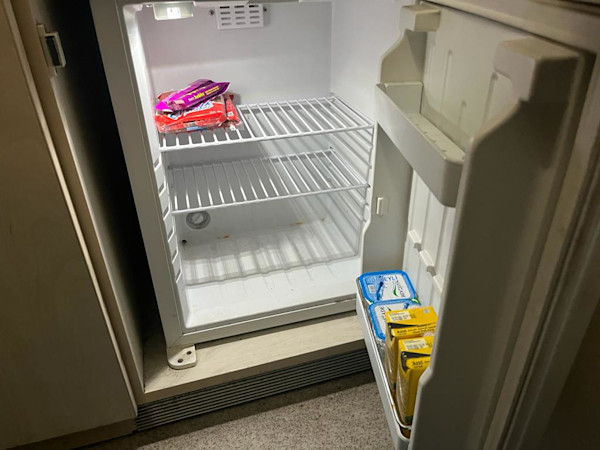 Chocolate, pretzels, water, and juice.