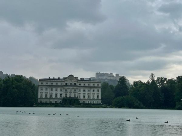 The 'back' of the Von Trapp house in the movie. Also the lake from the scene where they fell off their rowboat!