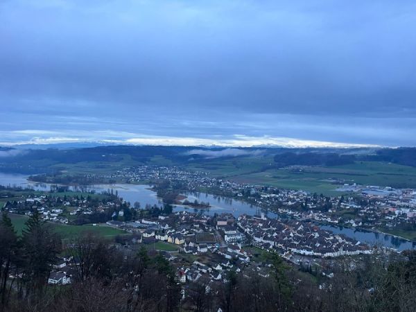 View of town from castle tower.