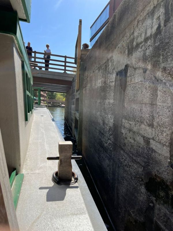 Getting in position for the lock. Very exciting!