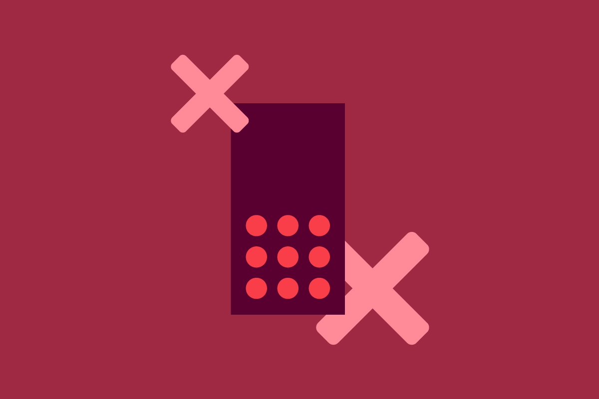 Abstrakt illustration på en telefon med två kryss 