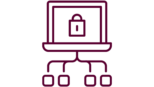 piktogram på krypterad dator med tunnlar
