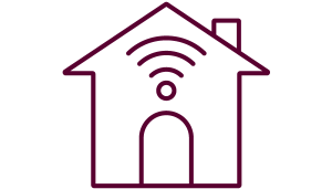 piktogram på hus med wifi-symbol