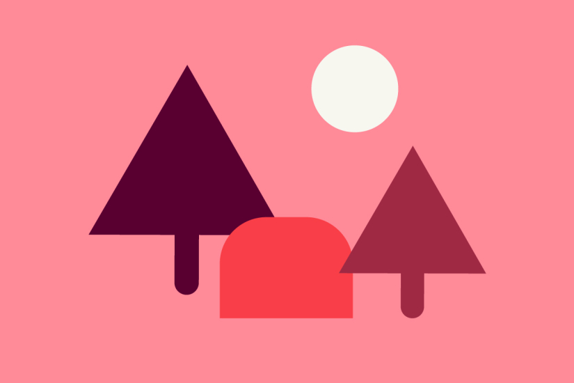 Att skaffa bredband till fritidshus illustreras med en bild av två träd och en stuga.