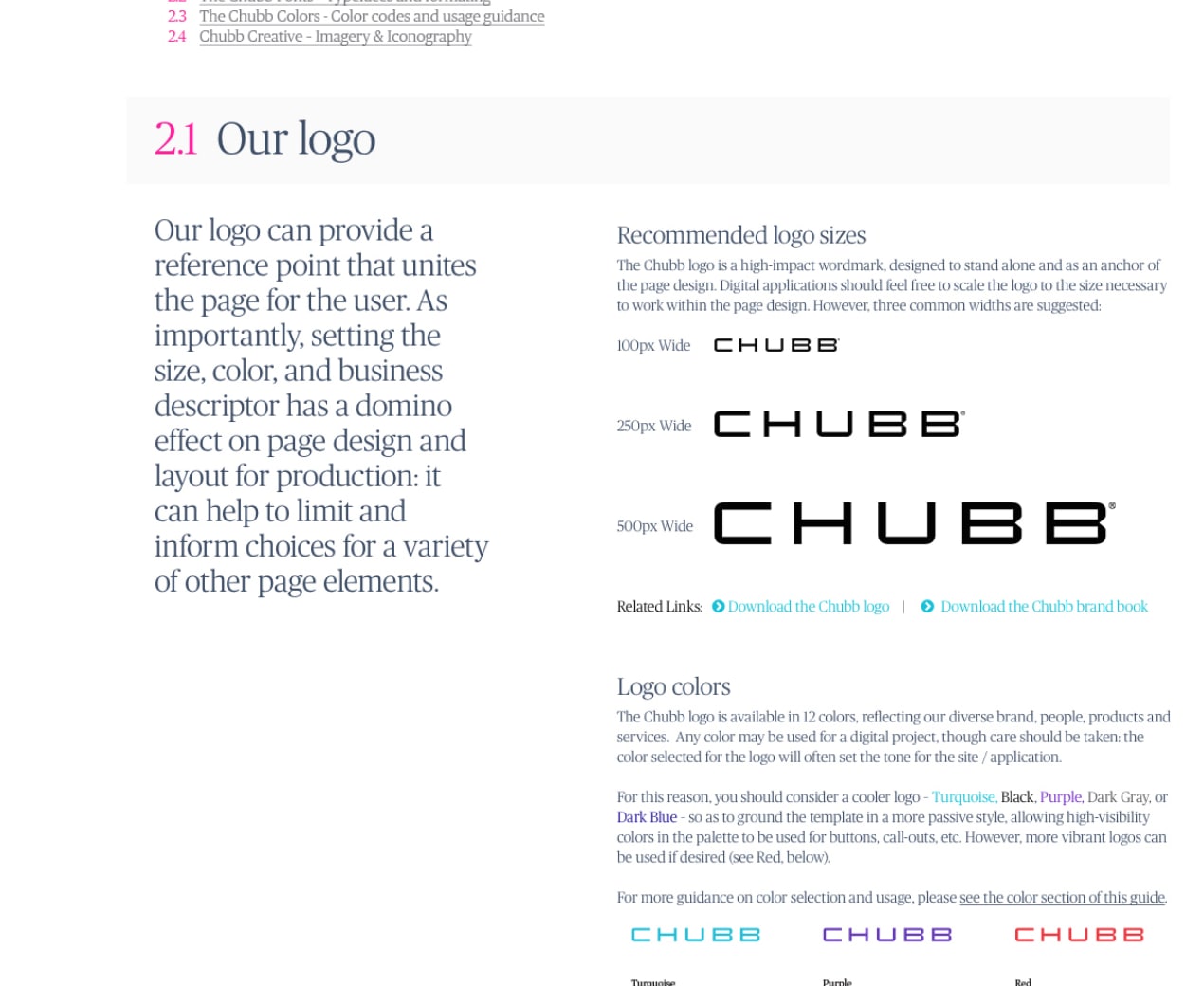 Chubb style-guide