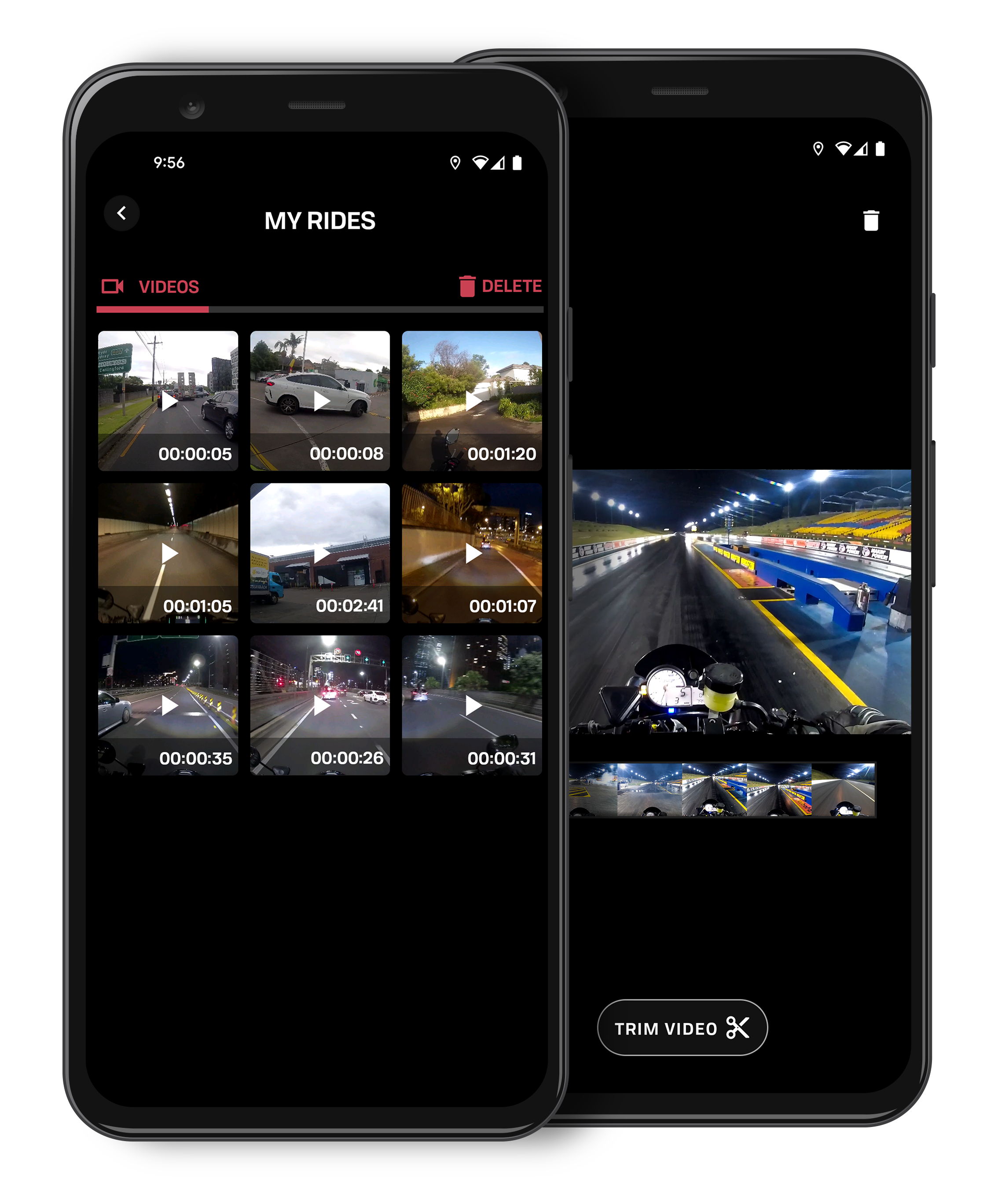 Forcite App Media and Editing Screens