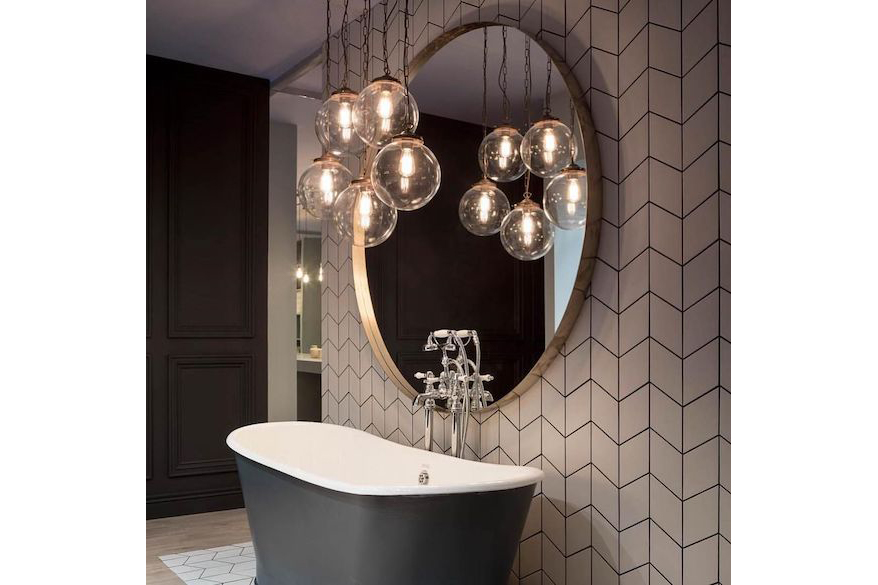 Master Bathroom Statement Light Over Tub