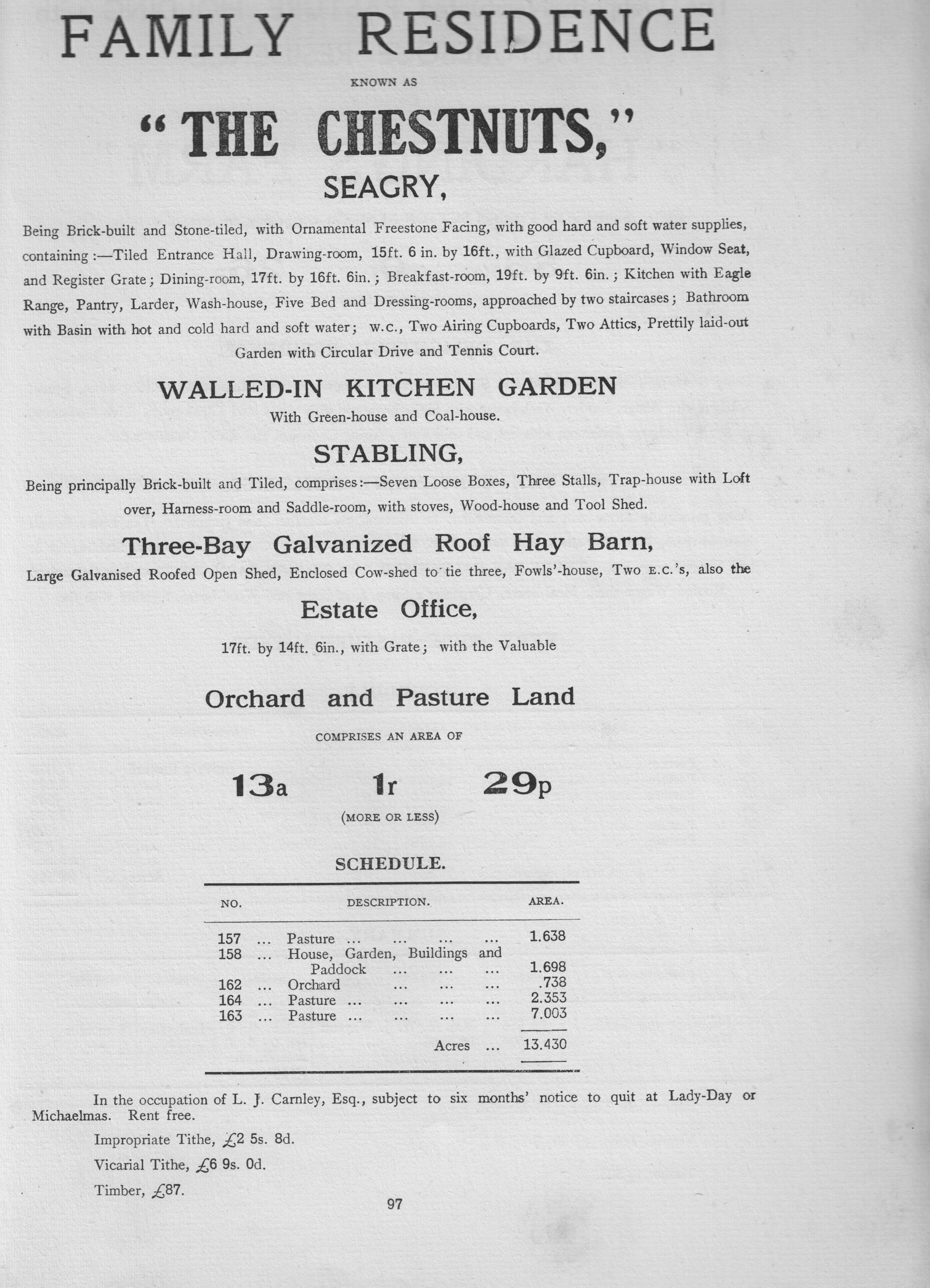 The Chestnuts; 1920 Sale Catalogue