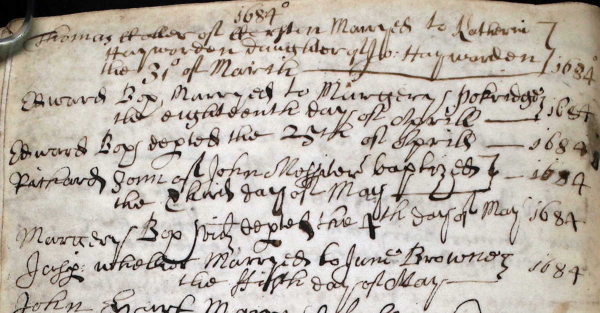 1684 Parish Register