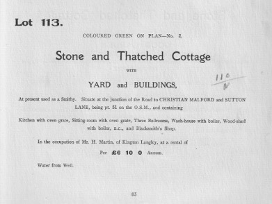 Forge Cottage; 1920 Auction
