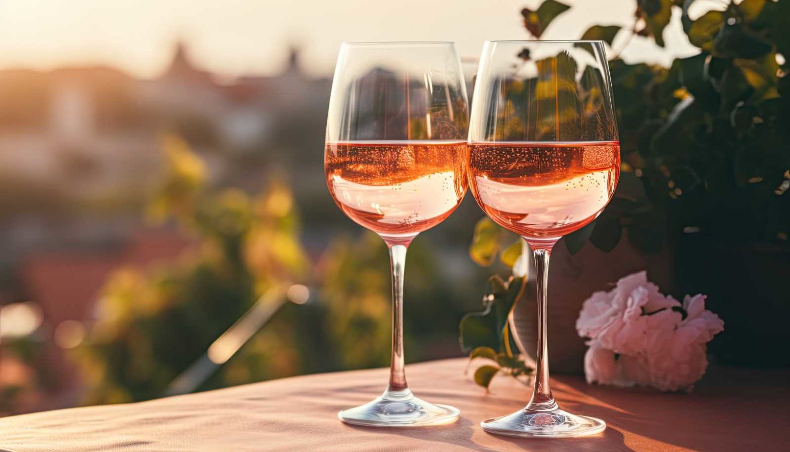 Is rosé wine sweet or dry? - two glasses of rose wine on a table near sunset