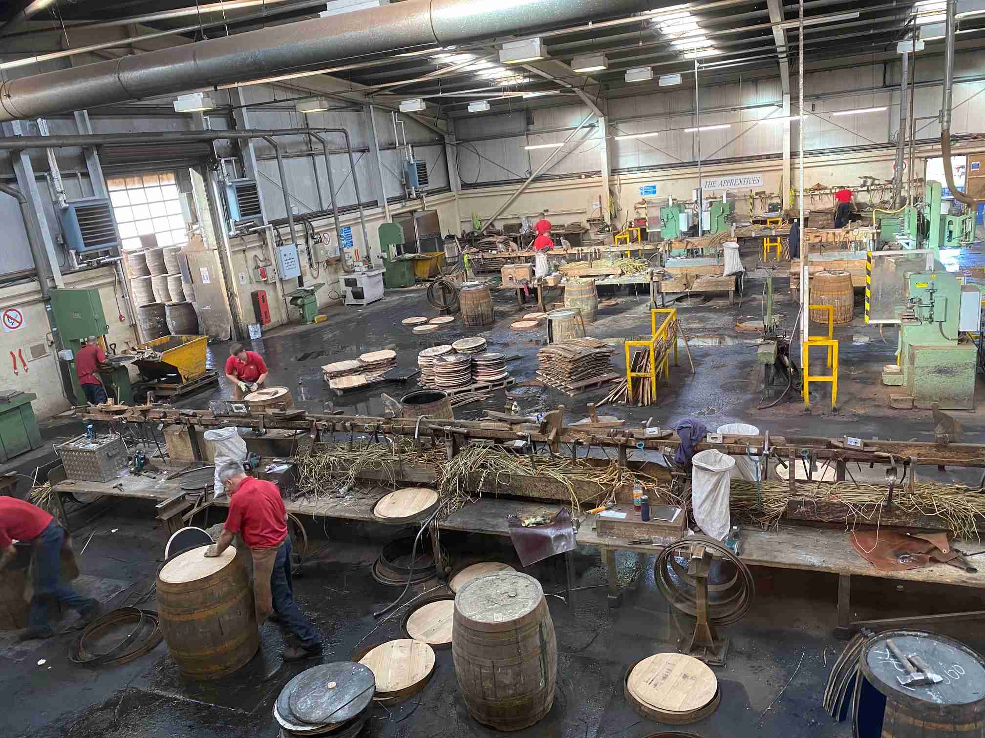 barrels being made at a distillery