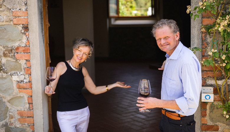 Anna Rita and Paolo Masi in vineyard door