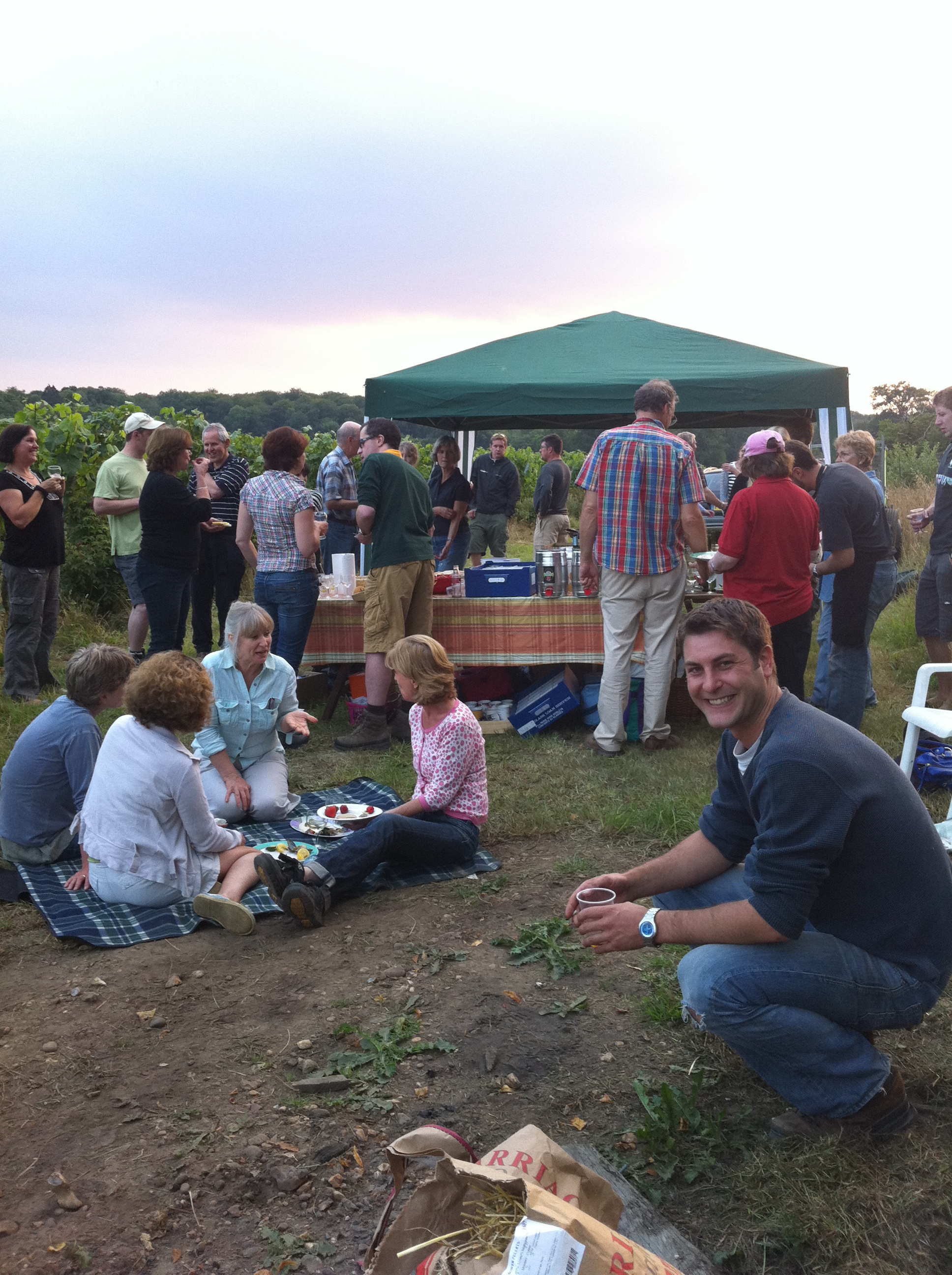 Village party at wyfold vineyard, including a picnic and drinks