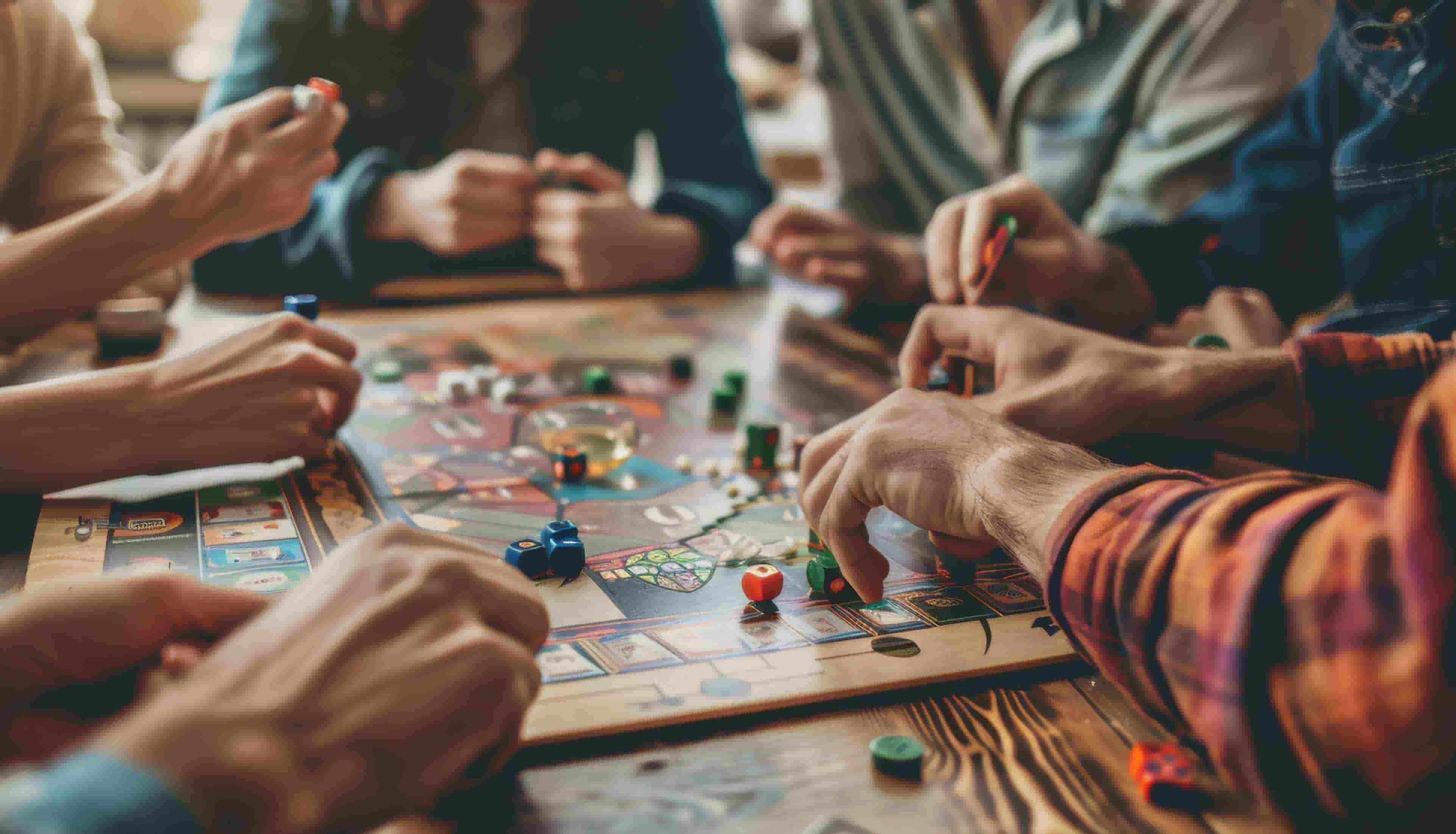 Friends playing board games