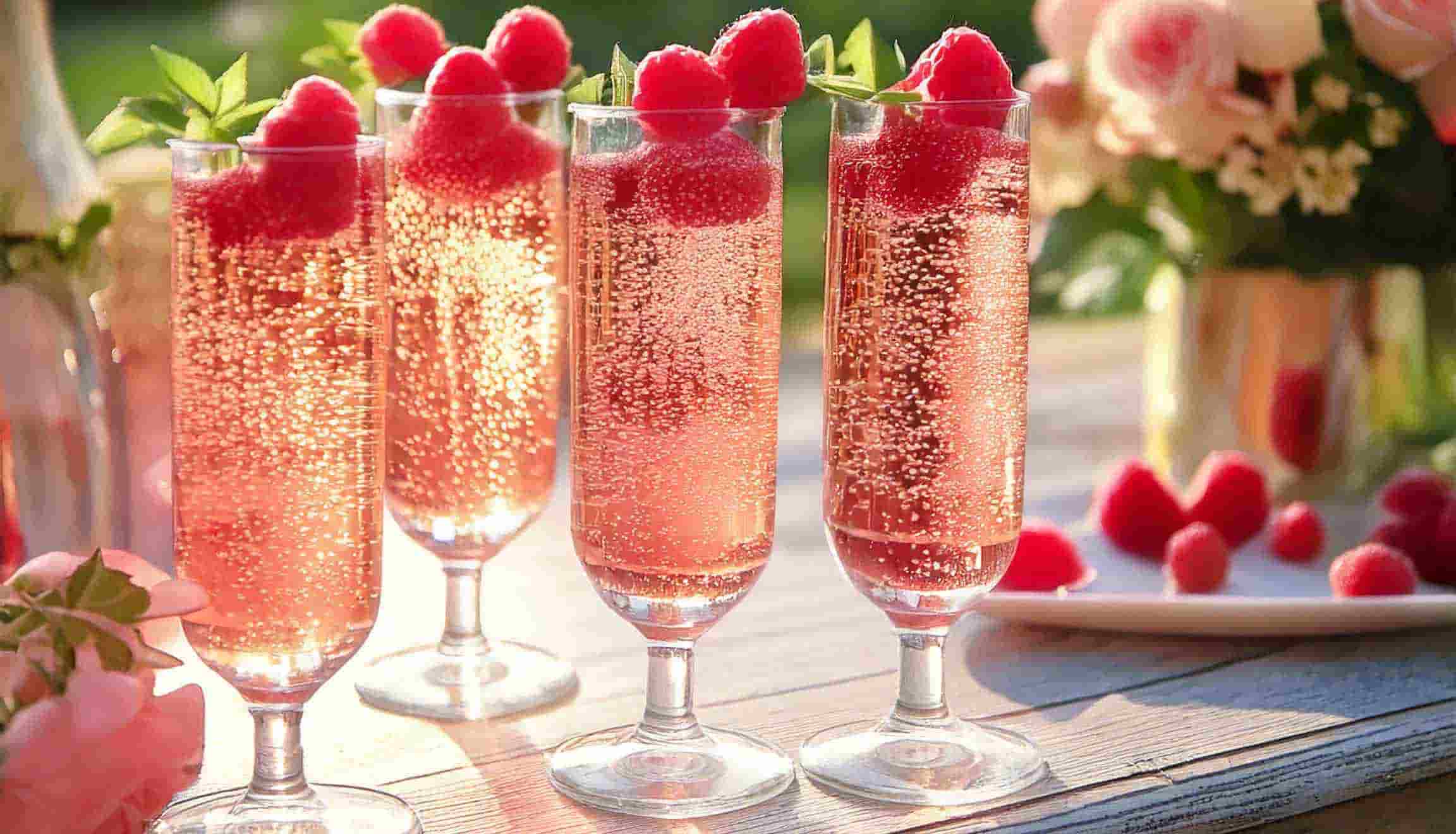 Four glasses of pink Crémant sparkling wine