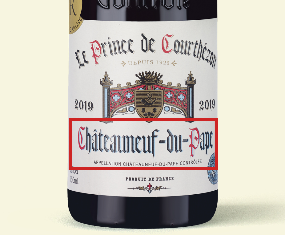 A wine label for the wine Le Prince de Courthezon Chateauneuf-du-Pape