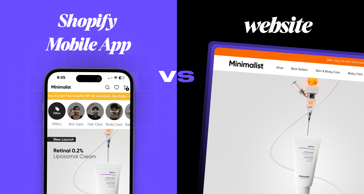 Shopify mobile app vs website customer data 