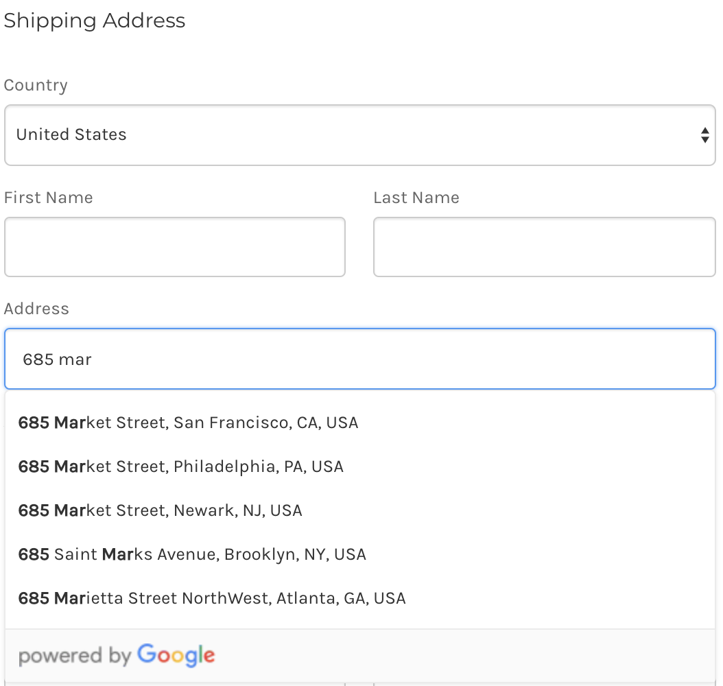 Google Maps Address autocomplete