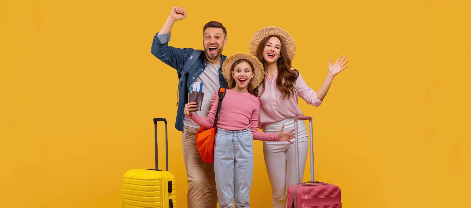 Familia tomando unas vacaciones de verano