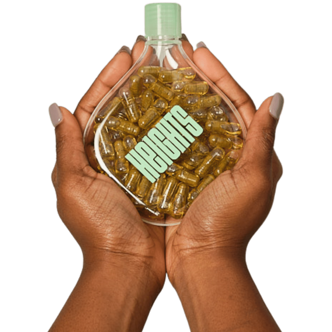 Hands holding Heights Smart Supplement Bottle