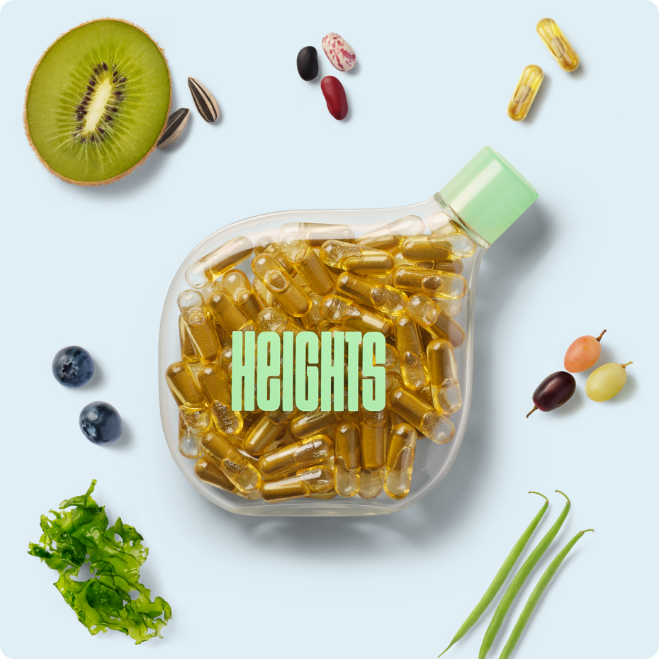 Heights Smart Supplement surrounded by natural ingredients