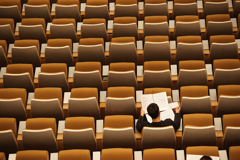 Alone in a lecture hall