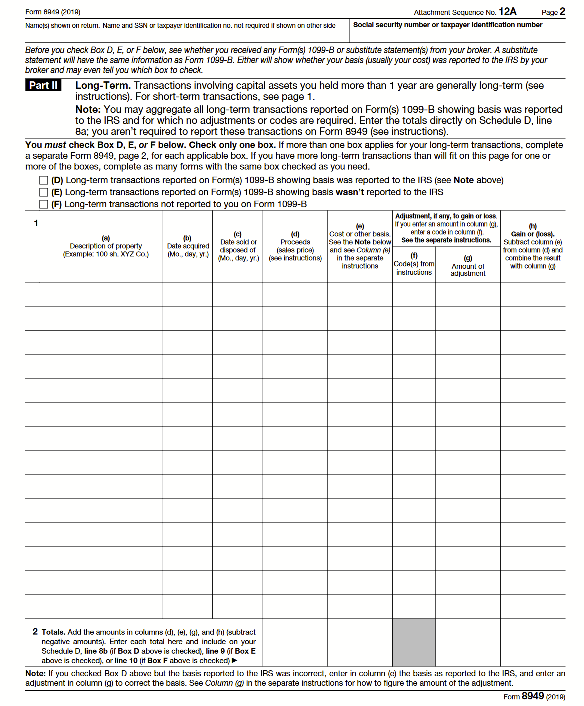 example of schedule form 8949 cryptocurrency filled out