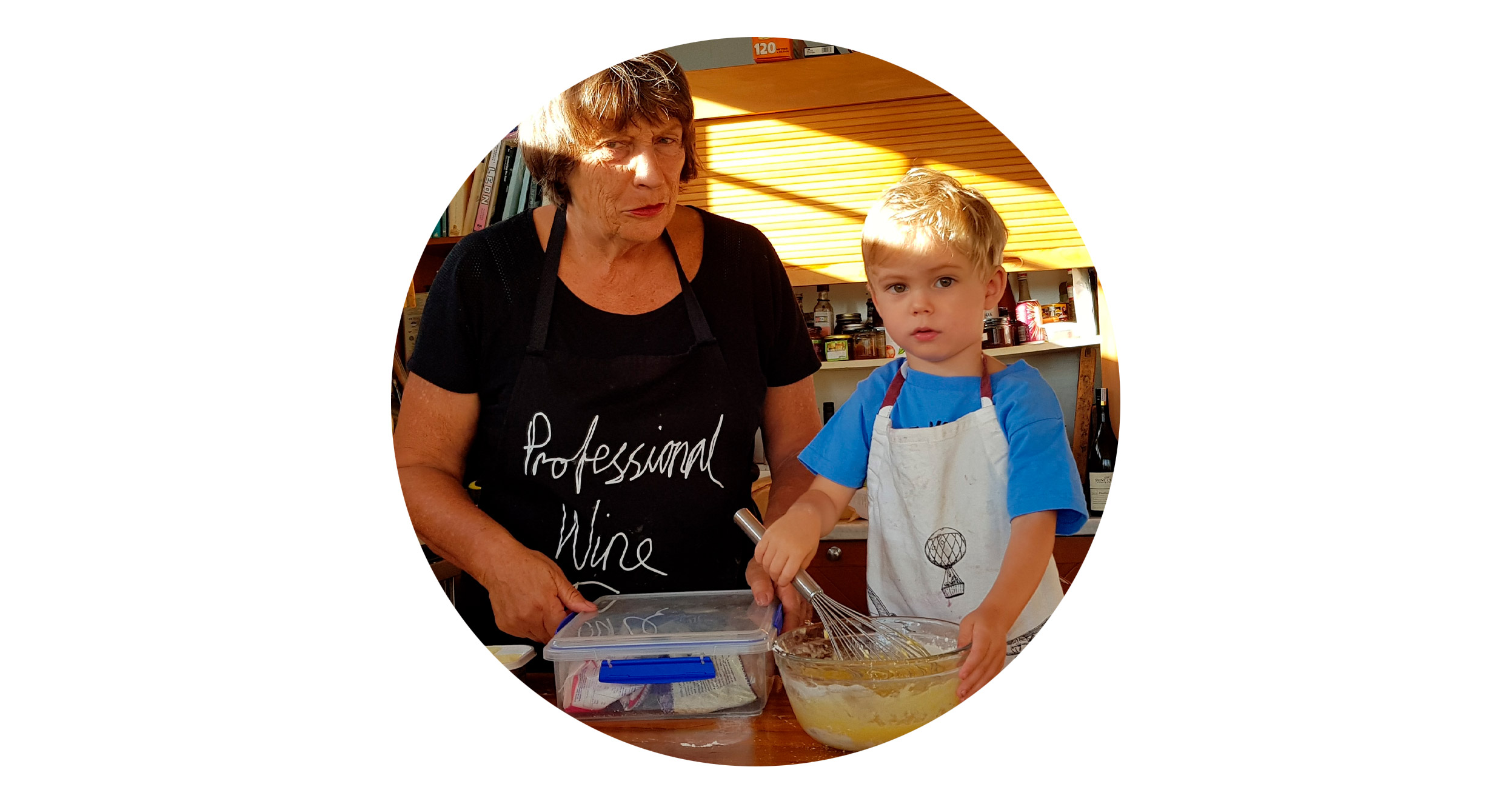 Lauraine Jacobs with helper and grandson, Teddy 