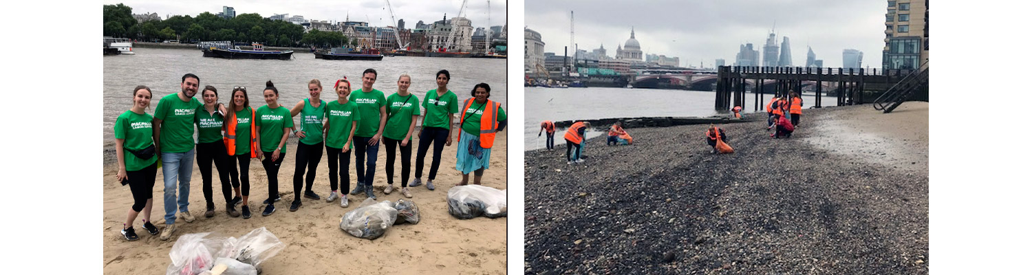 Volunteers for OXO Tower's Thames River beach clean