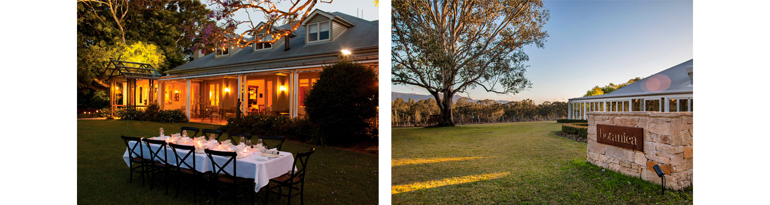 (L) The Long Apron (Montville, Queensland)  and (R) Restaurant Botanica (Pokolbin, New South Wales)