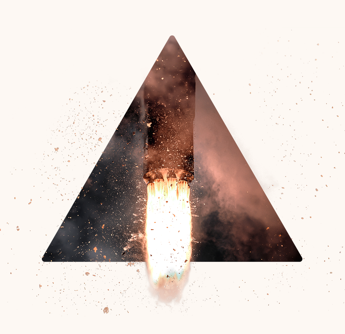 2nd Engine image of space, sky, clouds, and engine in a triangle shape