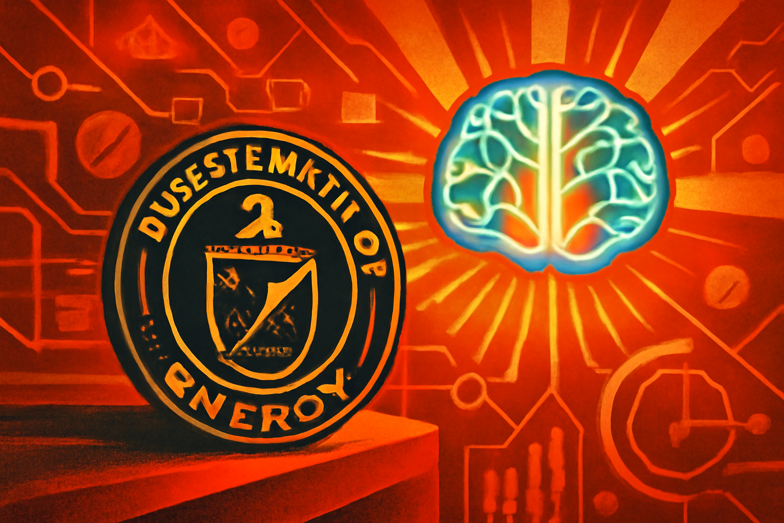 A futuristic laboratory environment showing digital AI visualizations of data and scientific models glowing in a dark room.