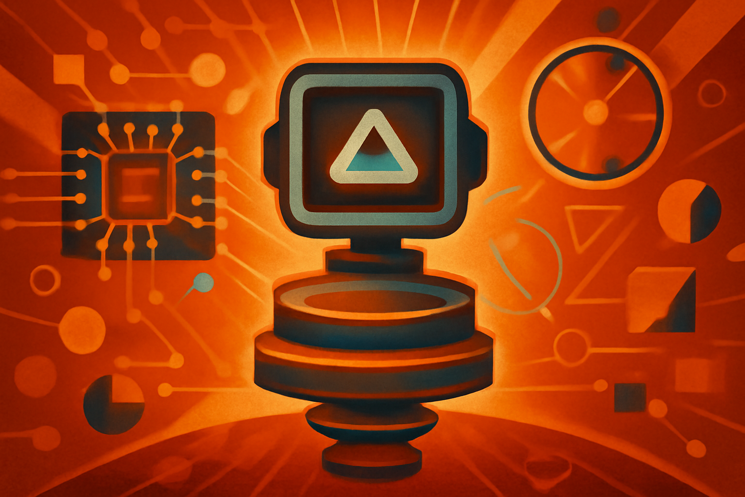 A digital illustration of a quantum processor interface with a glowing, fractured padlock symbol, representing the vulnerability of current encryption.